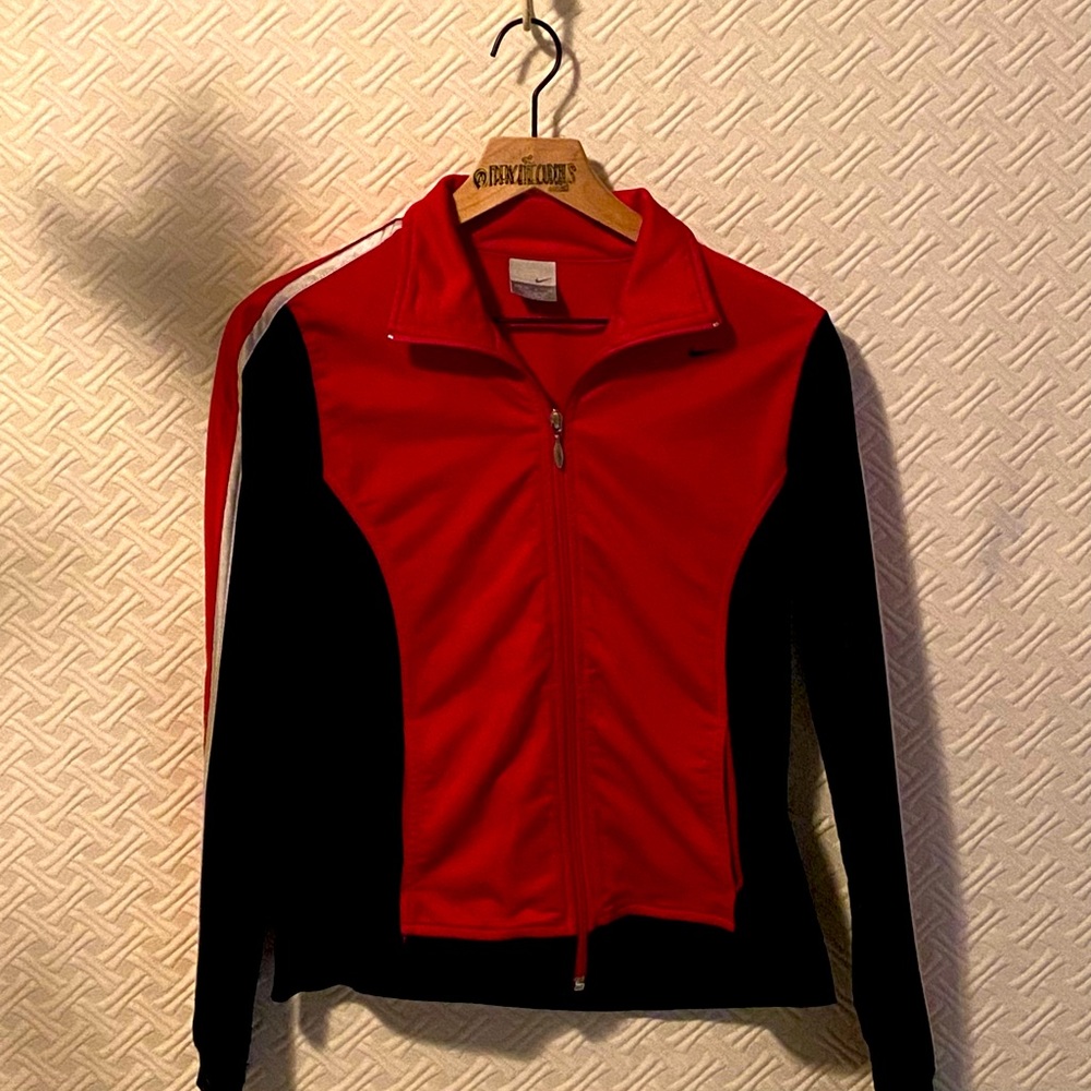 Red Black & White Vintage Nike Track Jacket